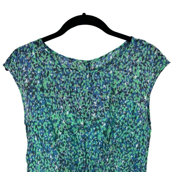 J. Crew Sweet Meadow Silk Midi Dress Women's Blue Green Watercolor Dots Size 4 - Picture 3 of 10